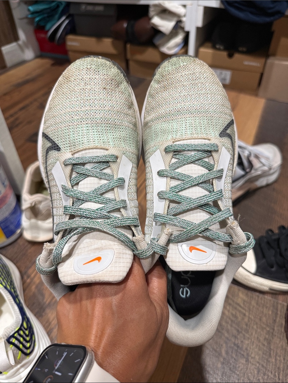 Nike Superrep Mint Green and White Sneakers with Orange Swoosh